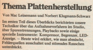plattenherstellung